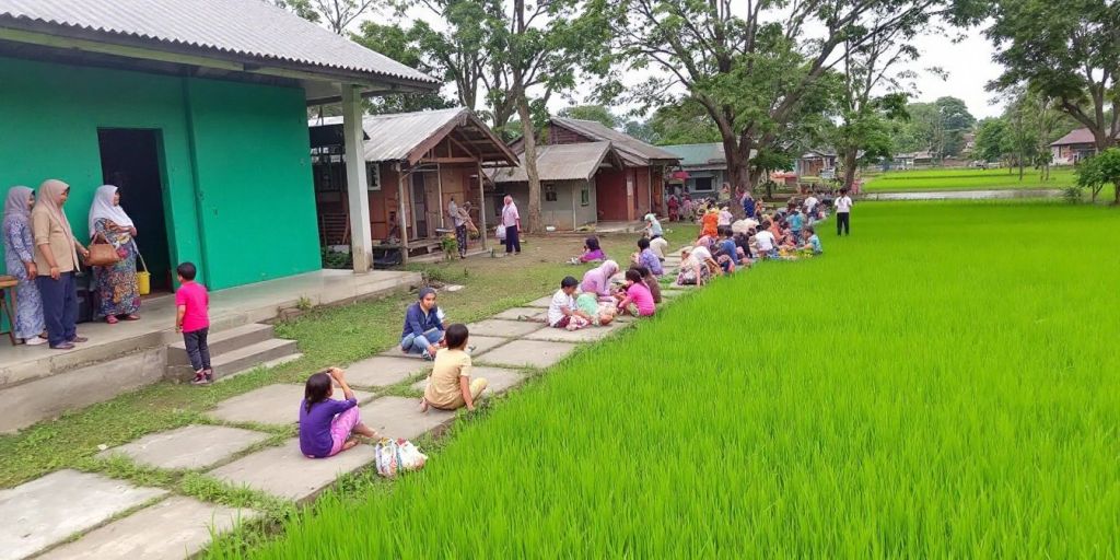 Pemandangan desa Bantar dengan proyek pembangunan berkelanjutan.