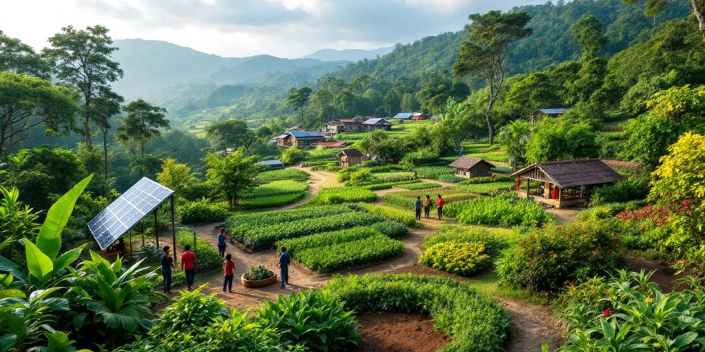 Pemandangan desa Bantar dengan pertanian berkelanjutan.